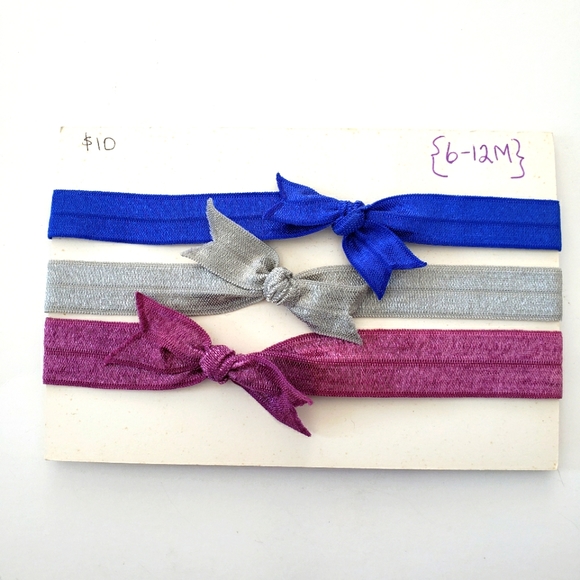 3/$20 set of 3 baby girls bow headband hair accessories, Size 6 to 12 months - Picture 3 of 3